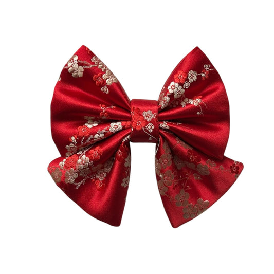 Red Silk Cherry Blossom Sailor Bow