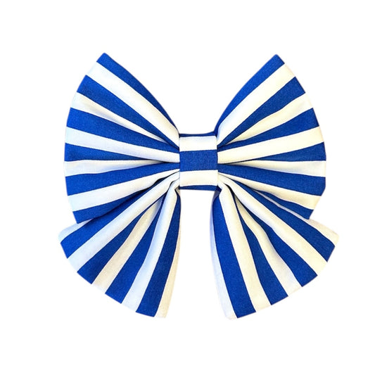 Marine Blue Stripe Sailor Bow