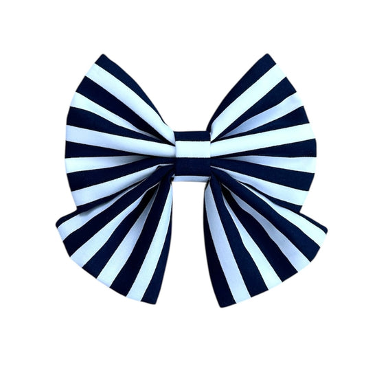 Navy Blue Stripe Sailor Bow